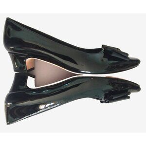VANELI Women's Austine Slip-On Patent Leather Heeled Pumps Black Bows - 9M